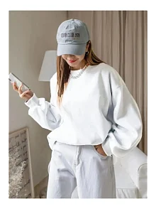 Kadın Düz Bisiklet Yaka 3 İplik Sweatshirt - Beyaz Kadın Düz Bisiklet Yaka 3 İplik Sweatshirt - Beyaz