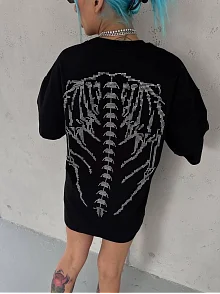 Kadın Baskılı Bisiklet Yaka T-shirt - Siyah Kadın Baskılı Bisiklet Yaka T-shirt - Siyah