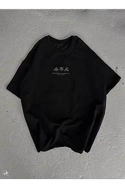 Kadın Baskılı Kısa Kol Oversize T-shirt - Siyah Kadın Baskılı Kısa Kol Oversize T-shirt - Siyah
