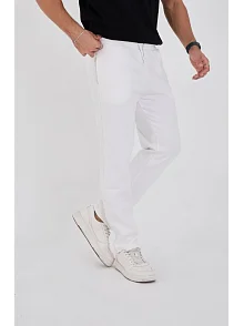 Erkek Üç İplik Basic Eşofman Pantolon - Beyaz