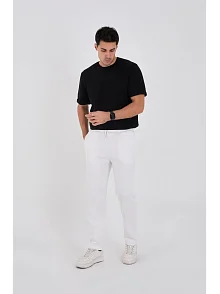 Erkek Üç İplik Basic Eşofman Pantolon - Beyaz
