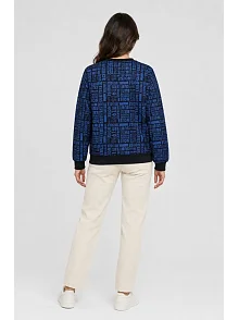 Kadın Siyah Mavi Yazı Desenli İki İplik Şardonlu Sweatshirt Kadın Siyah Mavi Yazı Desenli İki İplik Şardonlu Sweatshirt