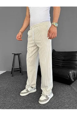 Erkek Su Yolu Çizgili Cepli Pantalon - Bej Erkek Su Yolu Çizgili Cepli Pantalon - Bej