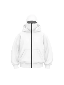 Kadın Samuray Ninja Çift Kapüşonlu Maske Detaylı 3 İplik Hoodie - Beyaz Kadın Samuray Ninja Çift Kapüşonlu Maske Detaylı 3 İplik Hoodie - Beyaz