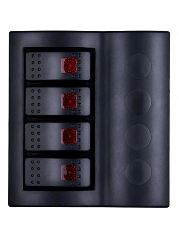 4 Lü Bfy Otomatik Sigortalı Ve Işıklı Switch Panel Siyah Butonlu (7010)