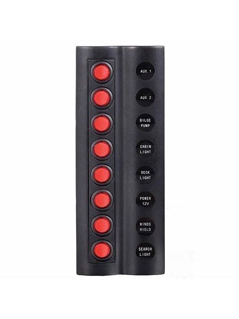 Bfy Marin Sigortalı Switch Panel 8 Li Kırmızı Butonlu (7009) Bfy Marin Sigortalı Switch Panel 8 Li Kırmızı Butonlu (7009)