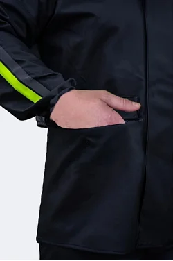 Erkek Motorcu Cepli Kurye Su Gecirmez Yağmurluk Takım - Siyah