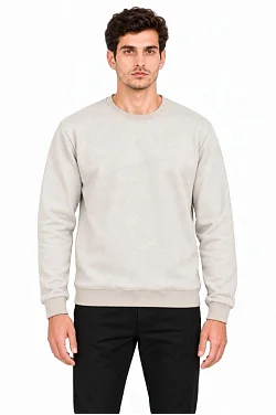 Erkek Bisiklet Yaka İçi Şardonlu 2 İplik Düz Uzun Kollu Regular Fit Sweatshirt - Gri Erkek Bisiklet Yaka İçi Şardonlu 2 İplik Düz Uzun Kollu Regular Fit Sweatshirt - Gri
