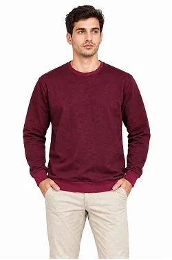 Erkek Bisiklet Yaka İçi Şardonlu 2 İplik Düz Uzun Kollu Regular Fit Sweatshirt -bordo Erkek Bisiklet Yaka İçi Şardonlu 2 İplik Düz Uzun Kollu Regular Fit Sweatshirt -bordo