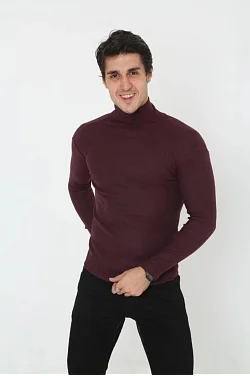 Erkek Fitilli Kaşkorse Kumaş Boğazlı Full Likralı Slimfit Body - Bordo