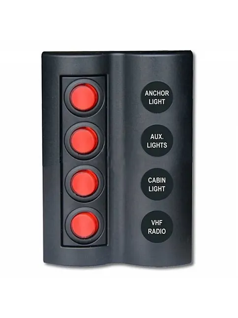 Bfy Marin Sigortalı Switch Panel 4 Lü Kırmızı Butonlu (7007) Bfy Marin Sigortalı Switch Panel 4 Lü Kırmızı Butonlu (7007)