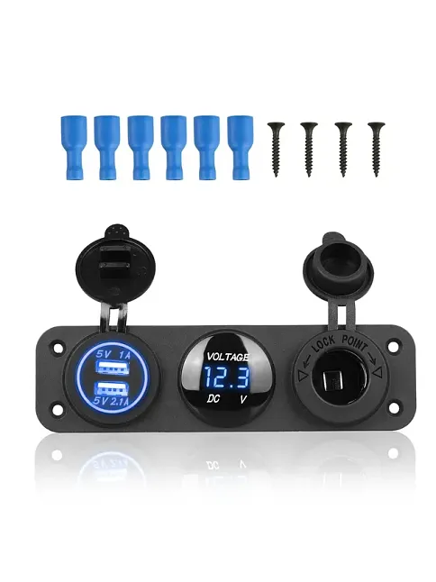 Usb Voltmetre Şarj Soketi 3'lü Set (7018) Usb Voltmetre Şarj Soketi 3'lü Set (7018)