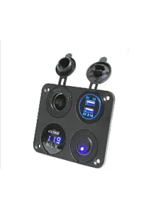 Usb Şarj Soketi Voltmetre Çakmaklık On Of Düğmeli (7019)