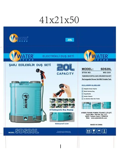 20 Lt Kapasiteli Şarj Edilebilir Dış Duş Seti 12 Volt (2032) 20 Lt Kapasiteli Şarj Edilebilir Dış Duş Seti 12 Volt (2032)