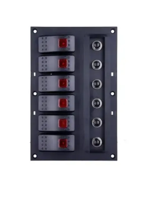 Bfy Otomatik Sigortalı Ve Işıklı Switch Panel 6 Lı Siyah Butonlu (7011)