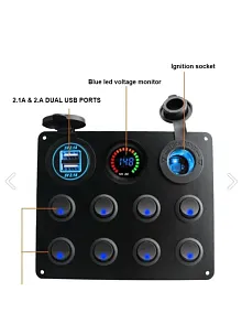 Switch Panel, 8 Anahtarlı, Voltmetre Ve Usb Şarjlı (7014) Switch Panel, 8 Anahtarlı, Voltmetre Ve Usb Şarjlı (7014)