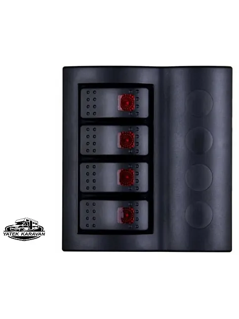 4 Lü Bfy Otomatik Sigortalı Ve Işıklı Switch Panel Siyah Butonlu (7010)