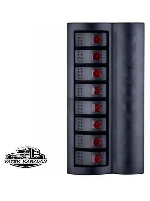 Bfy Otomatik Sigortalı Ve Işıklı Switch Panel 8 Li Siyah Butonlu (7012)