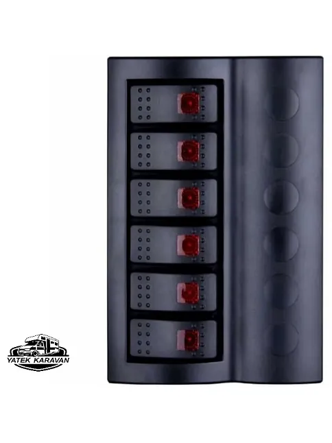 Bfy Otomatik Sigortalı Ve Işıklı Switch Panel 6 Lı Siyah Butonlu (7011)