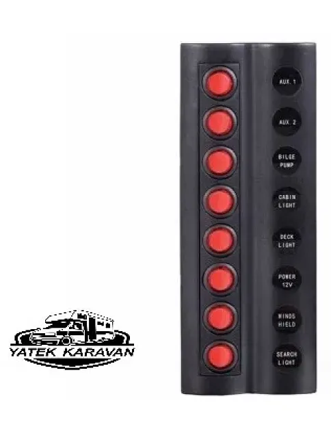 Bfy Marin Sigortalı Switch Panel 8 Li Kırmızı Butonlu (7009) Bfy Marin Sigortalı Switch Panel 8 Li Kırmızı Butonlu (7009)