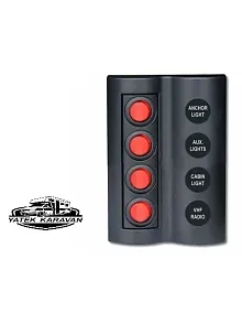 Bfy Marin Sigortalı Switch Panel 4 Lü Kırmızı Butonlu (7007) Bfy Marin Sigortalı Switch Panel 4 Lü Kırmızı Butonlu (7007)