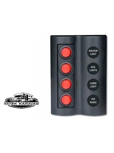 Bfy Marin Sigortalı Switch Panel 4 Lü Kırmızı Butonlu (7007) Bfy Marin Sigortalı Switch Panel 4 Lü Kırmızı Butonlu (7007)
