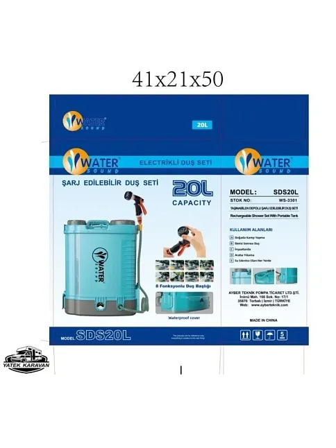 20 Lt Kapasiteli Şarj Edilebilir Dış Duş Seti 12 Volt (2032) 20 Lt Kapasiteli Şarj Edilebilir Dış Duş Seti 12 Volt (2032)