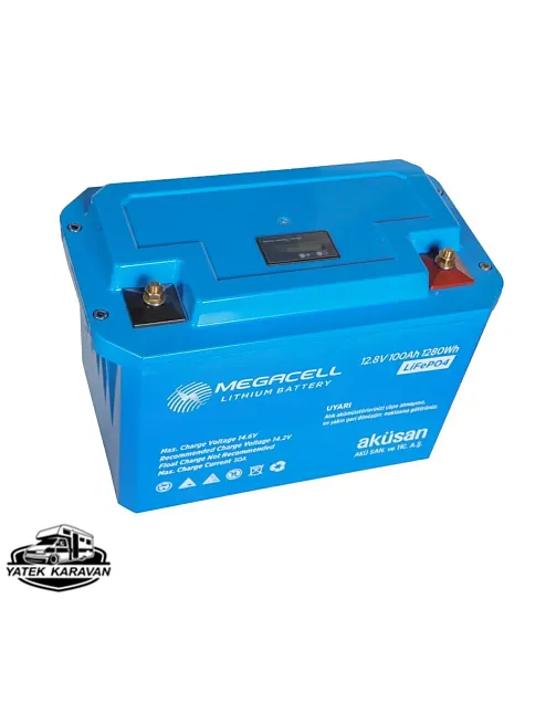 Megacell 12.8v 100ah (bluetooth) Lifepo4 Lityum Demir Fosfat Akü(abs Kasa) (19012)