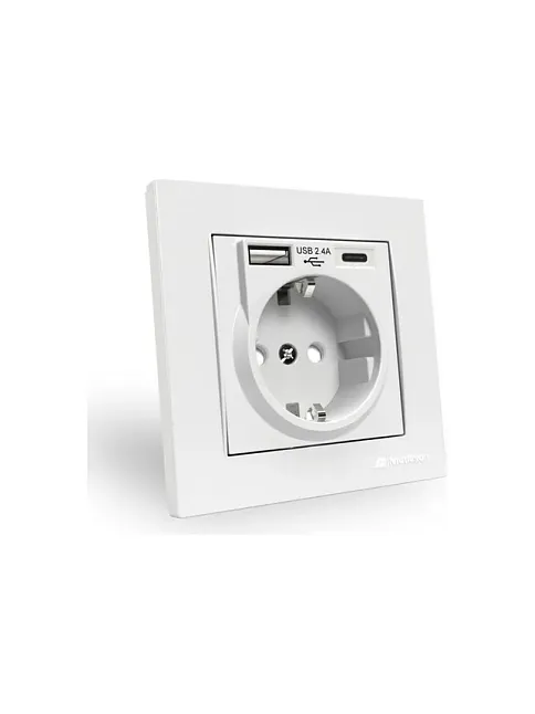 Mutlusan Rita Serisi Beyaz Type-c Usb Şarj Çıkışlı Topraklı Priz (6012a)