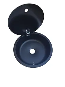 Karavan Tekne Yuvarlak Evye Cam Kapaklı Siyah 34 Cm (11015s)
