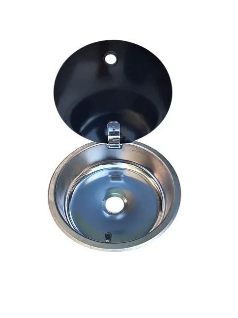 Karavan Tekne Yuvarlak Evye Cam Kapaklı Krom 34 Cm (11015k)