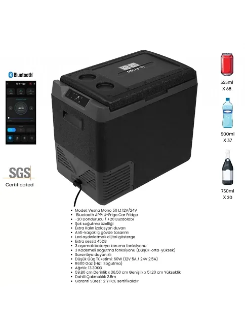 U-frigo Oto Buzdolabı Vesna Mono 50lt 12v/24v U-frigo Oto Buzdolabı Vesna Mono 50lt 12v/24v